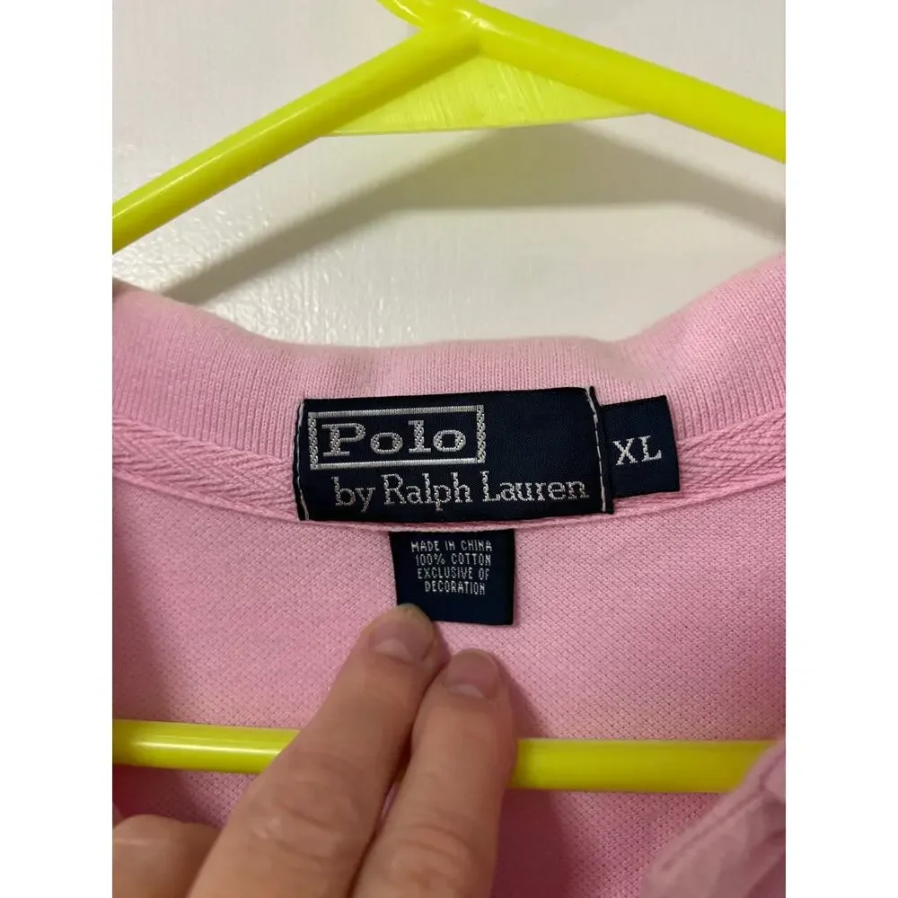 Polo Ralph Lauren Men XL Pink Big Pony Polo Shirt Big Embroidered Logo NY 1967
